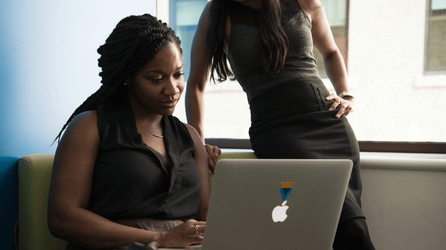 A woman working on her laptop