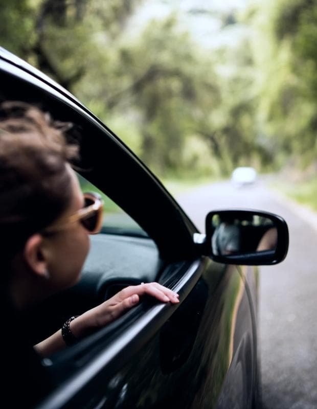 Person riding a car roadtrip