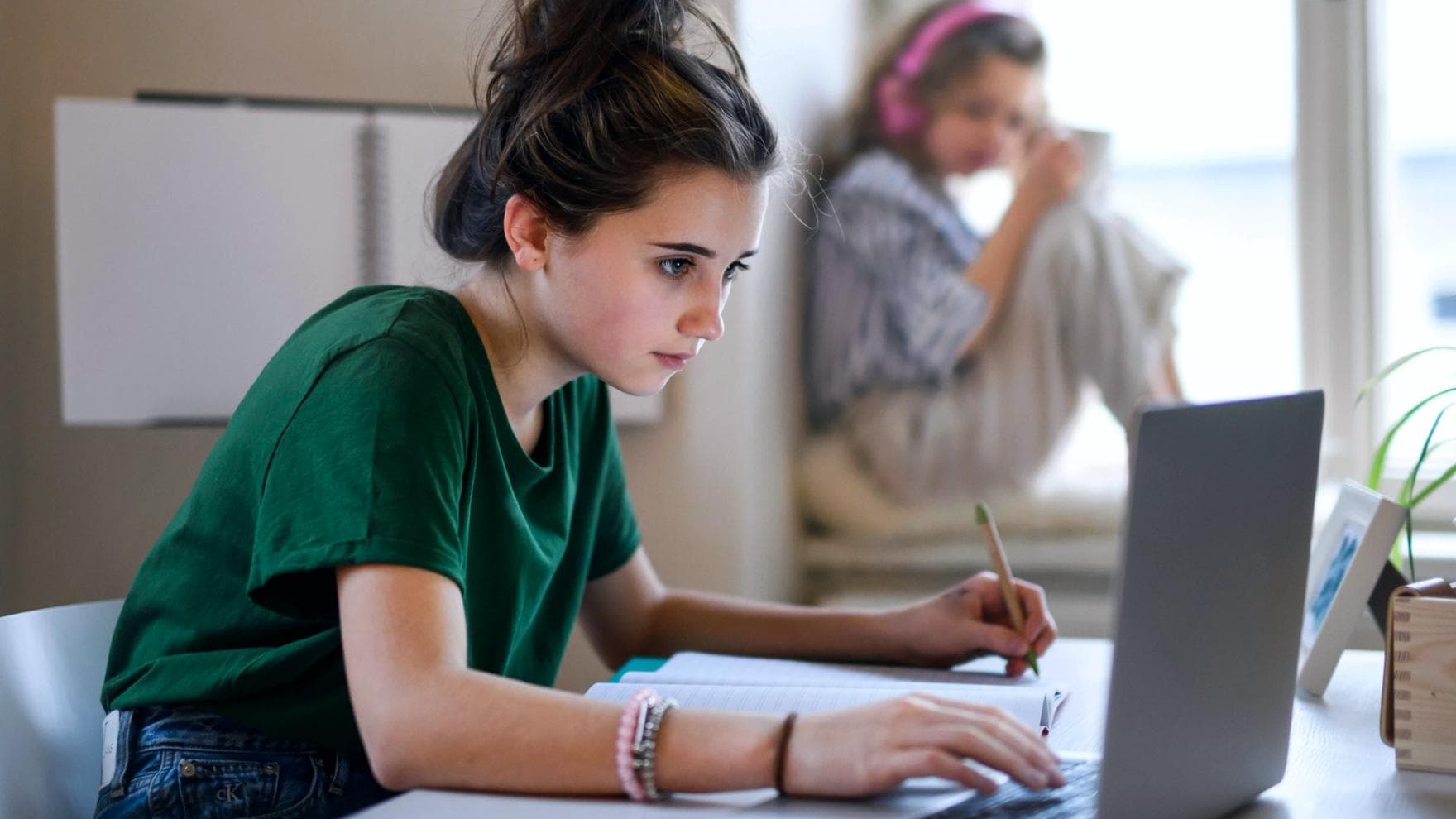 Girl taking notes