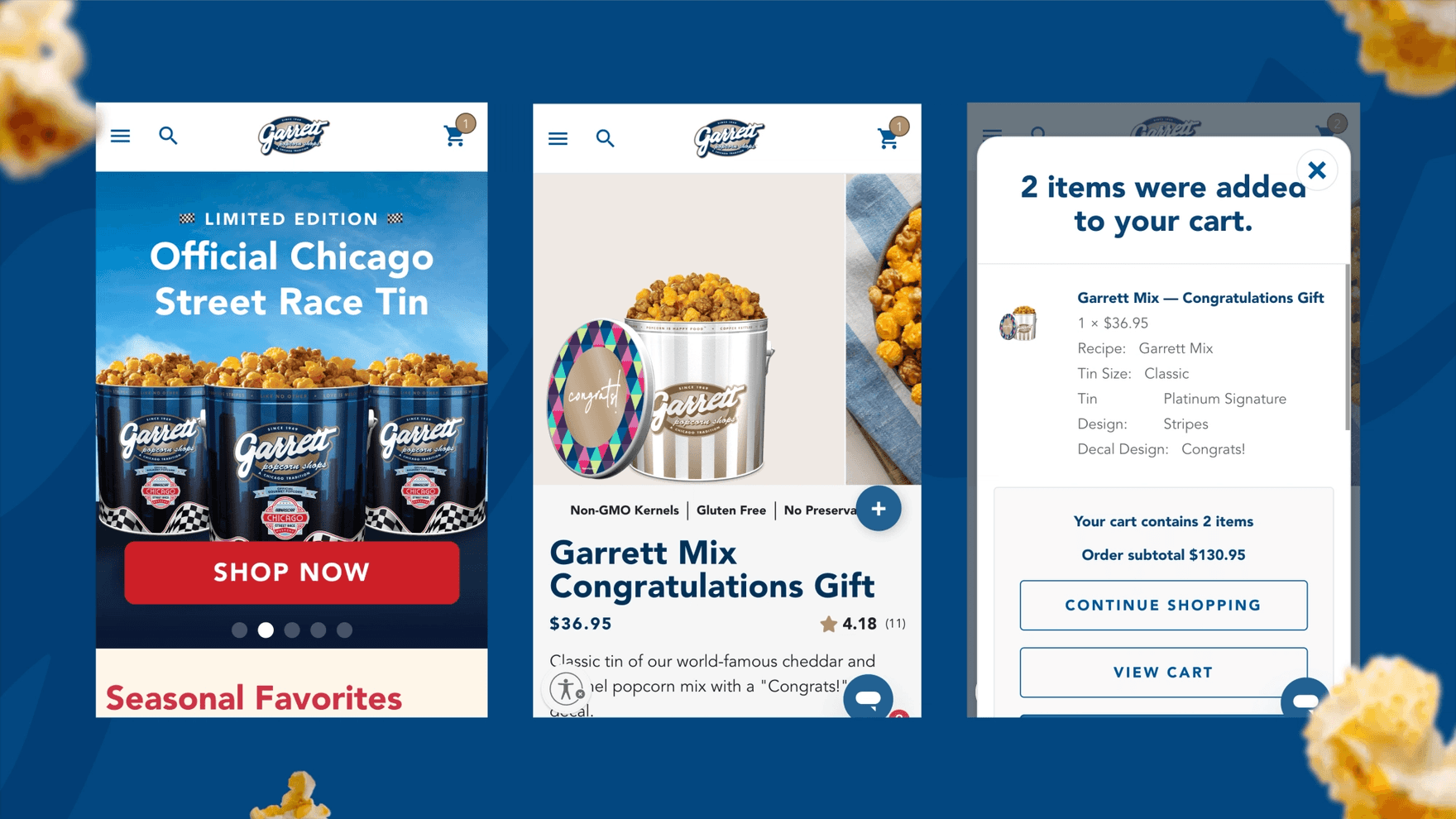 Garrett Popcorn website mobile