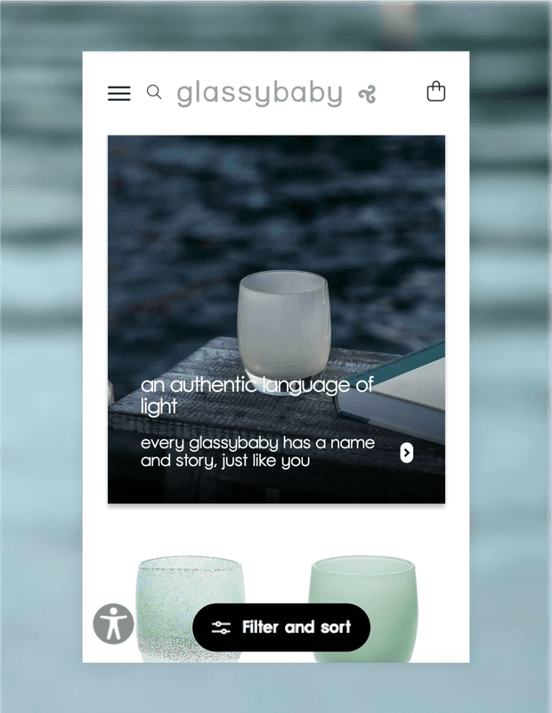 mobile screen of glassybaby jars 