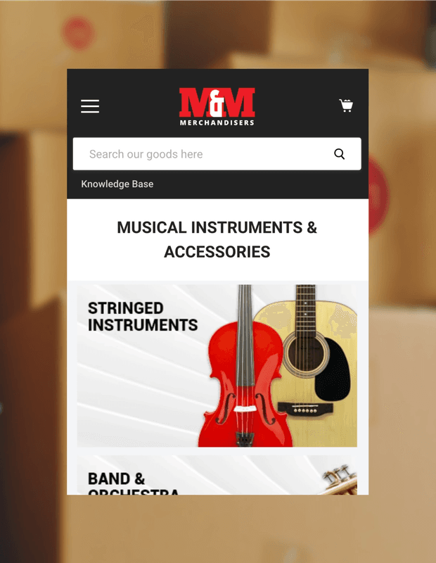 M&M Merchandisers website mobile