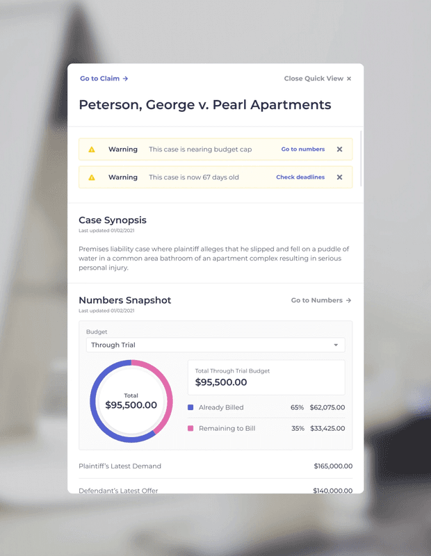 Claim dashboard mobile