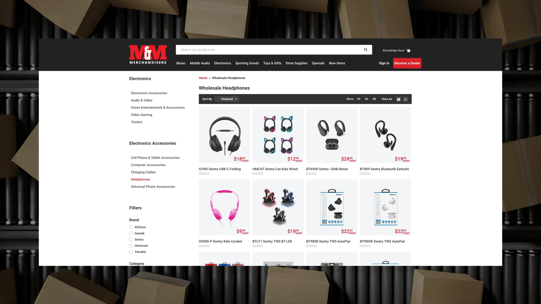 M&M Merchandisers desktop website