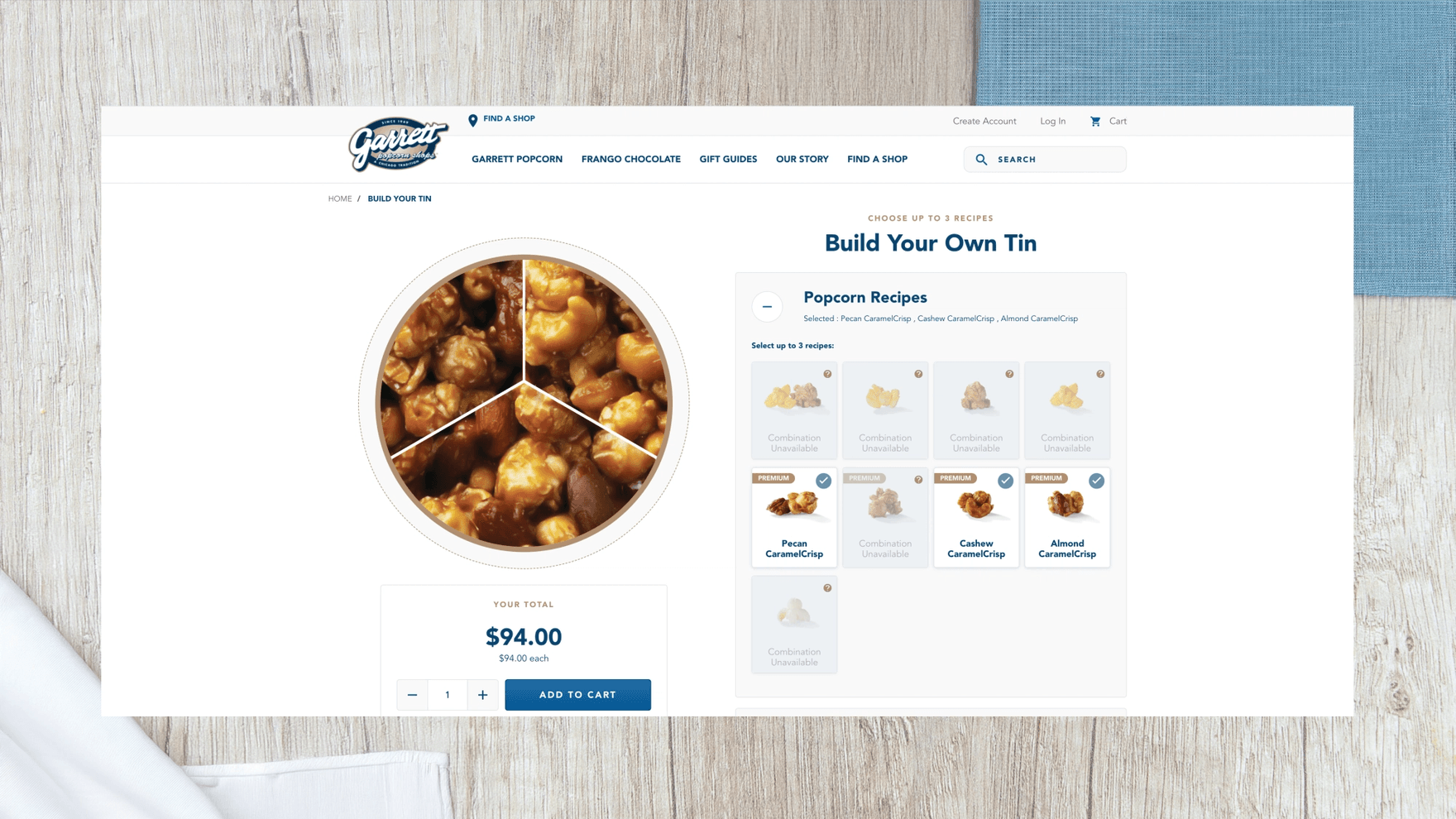 Garrett Popcorn website desktop