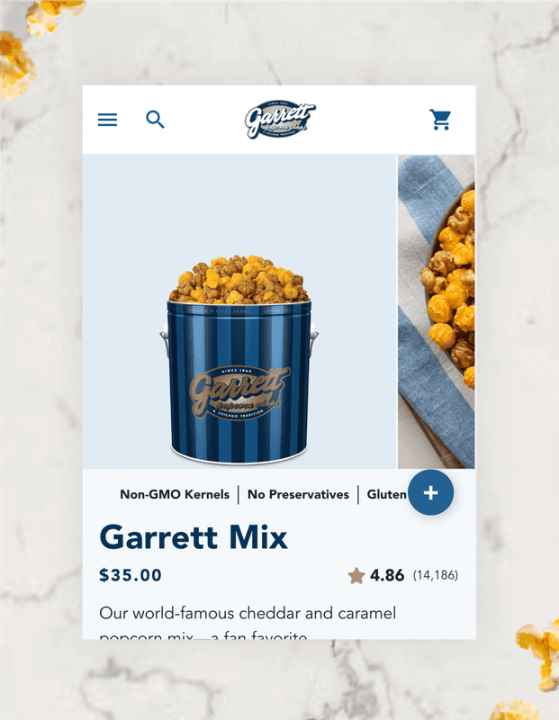 Garrett Popcorn website mobile