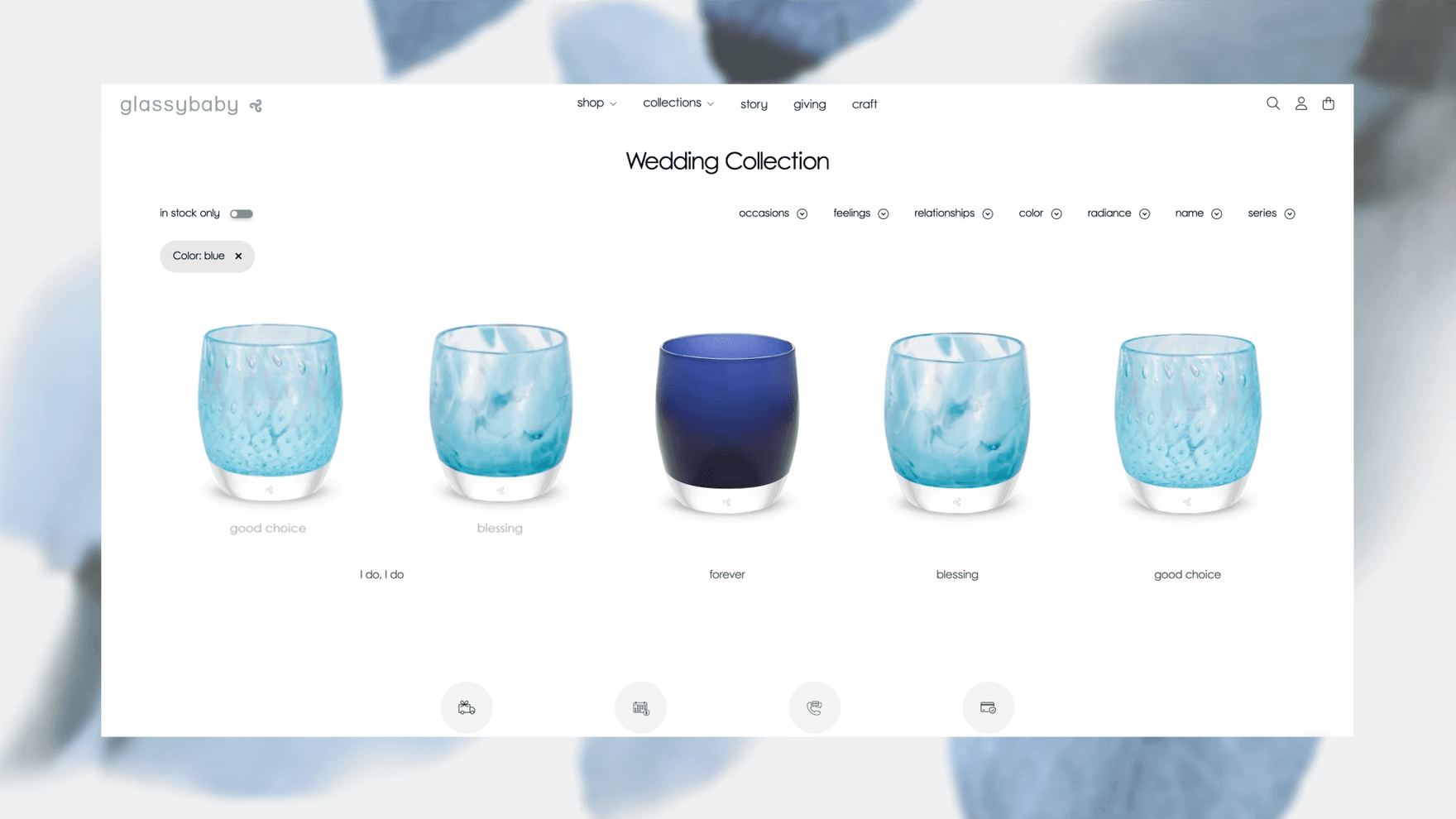 Glassybaby desktop website