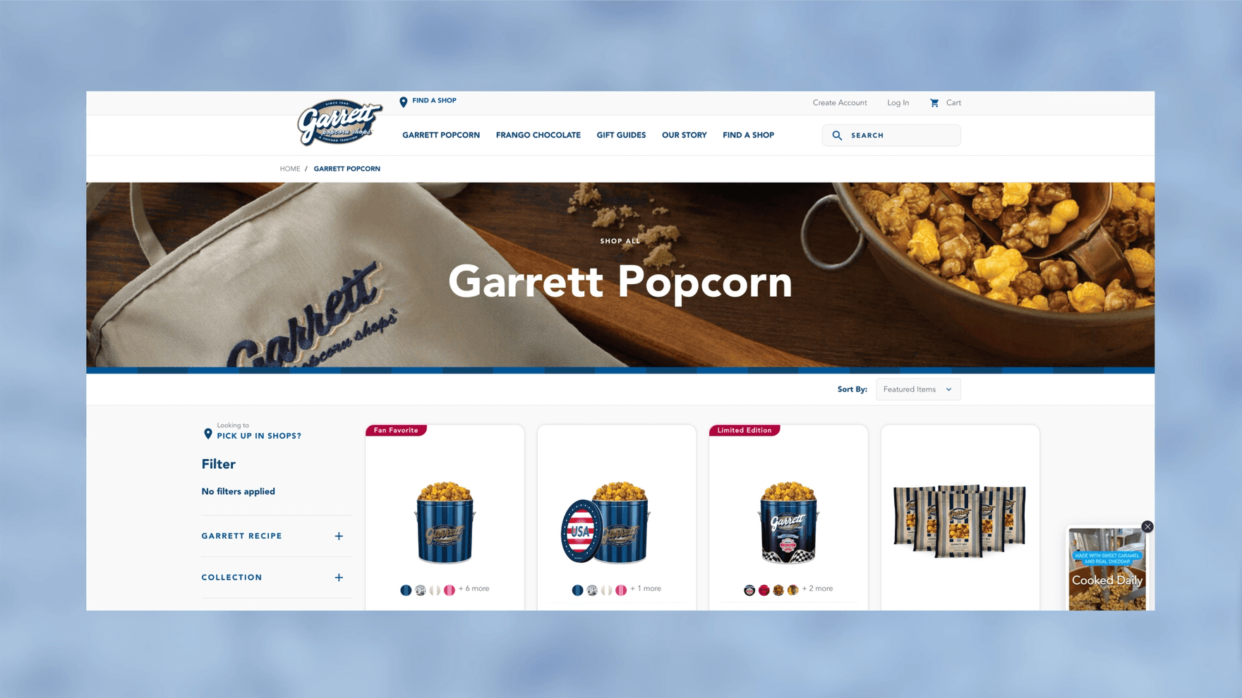 Garret Popcorn website desktop