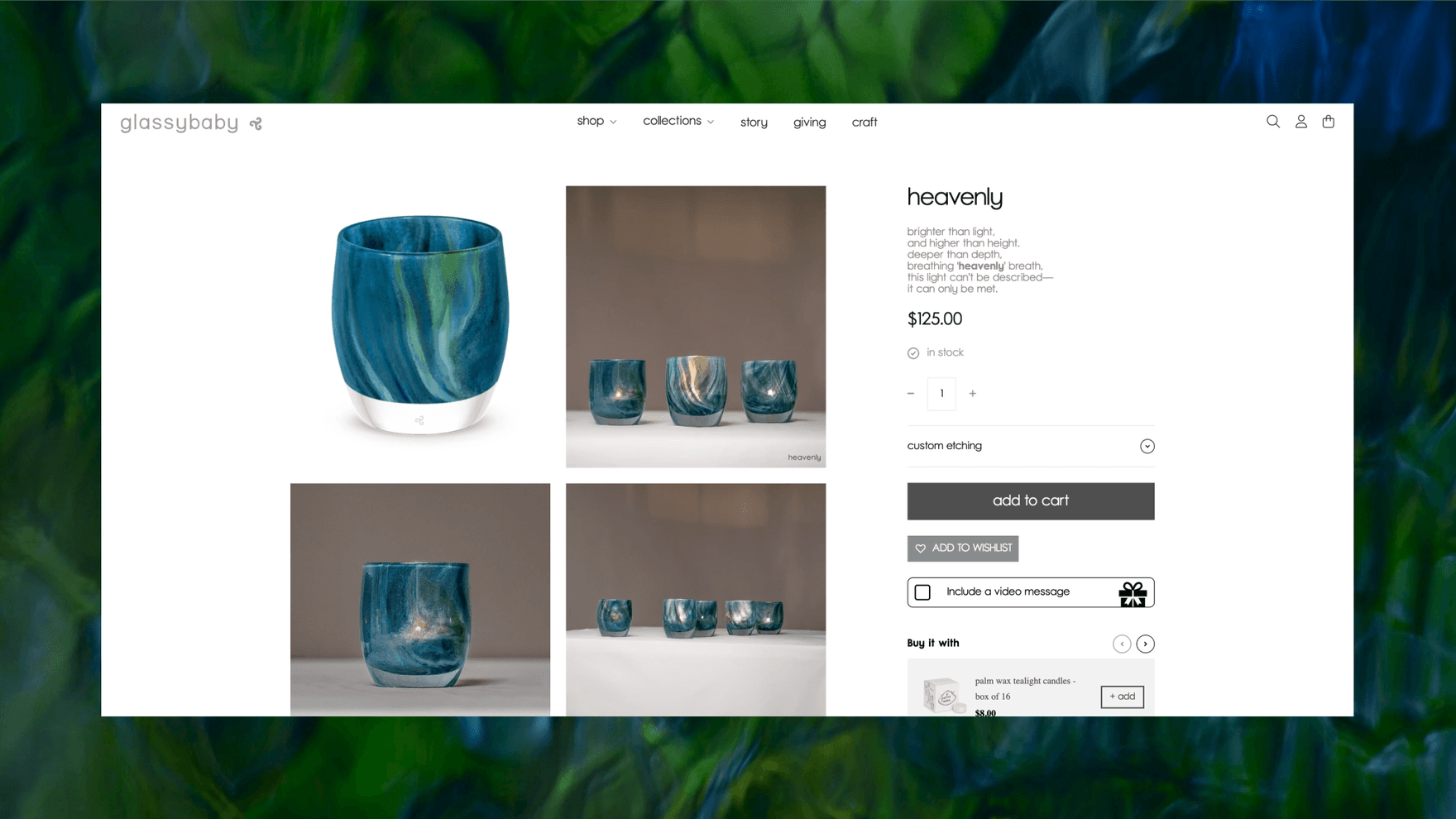 Glassybaby desktop website