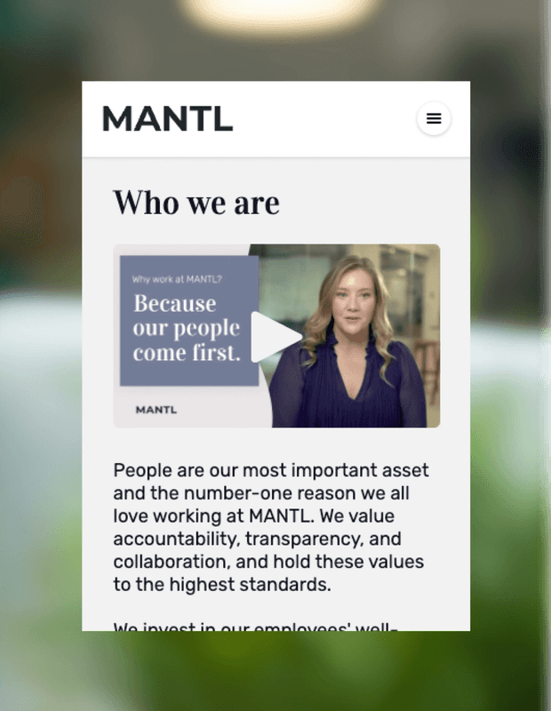 Mantl website mobile