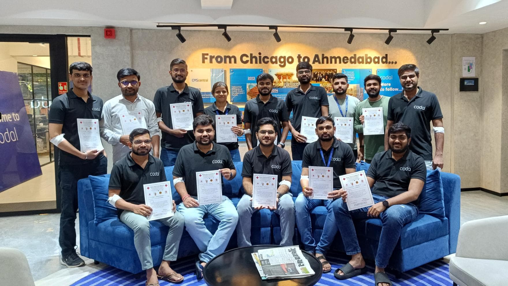 India employees with Blood donation certificates