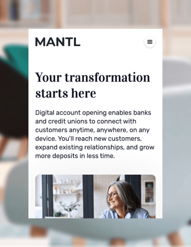 Mantl website mobile