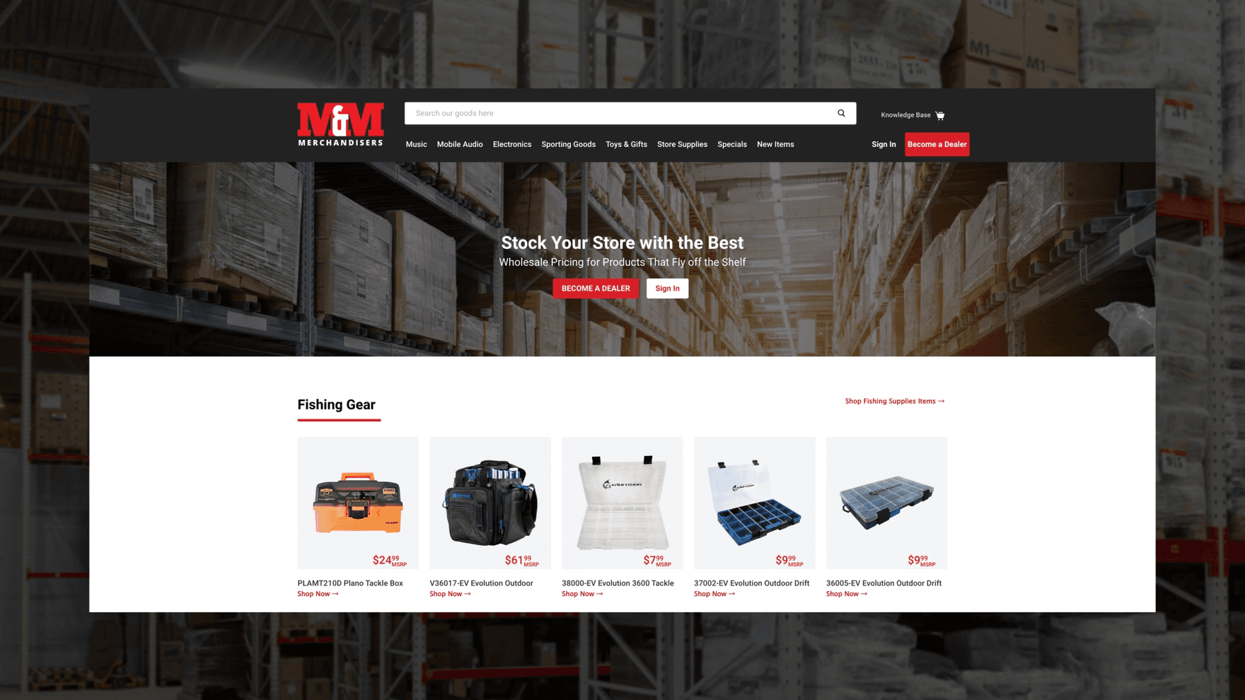 M&M Merchandisers desktop website