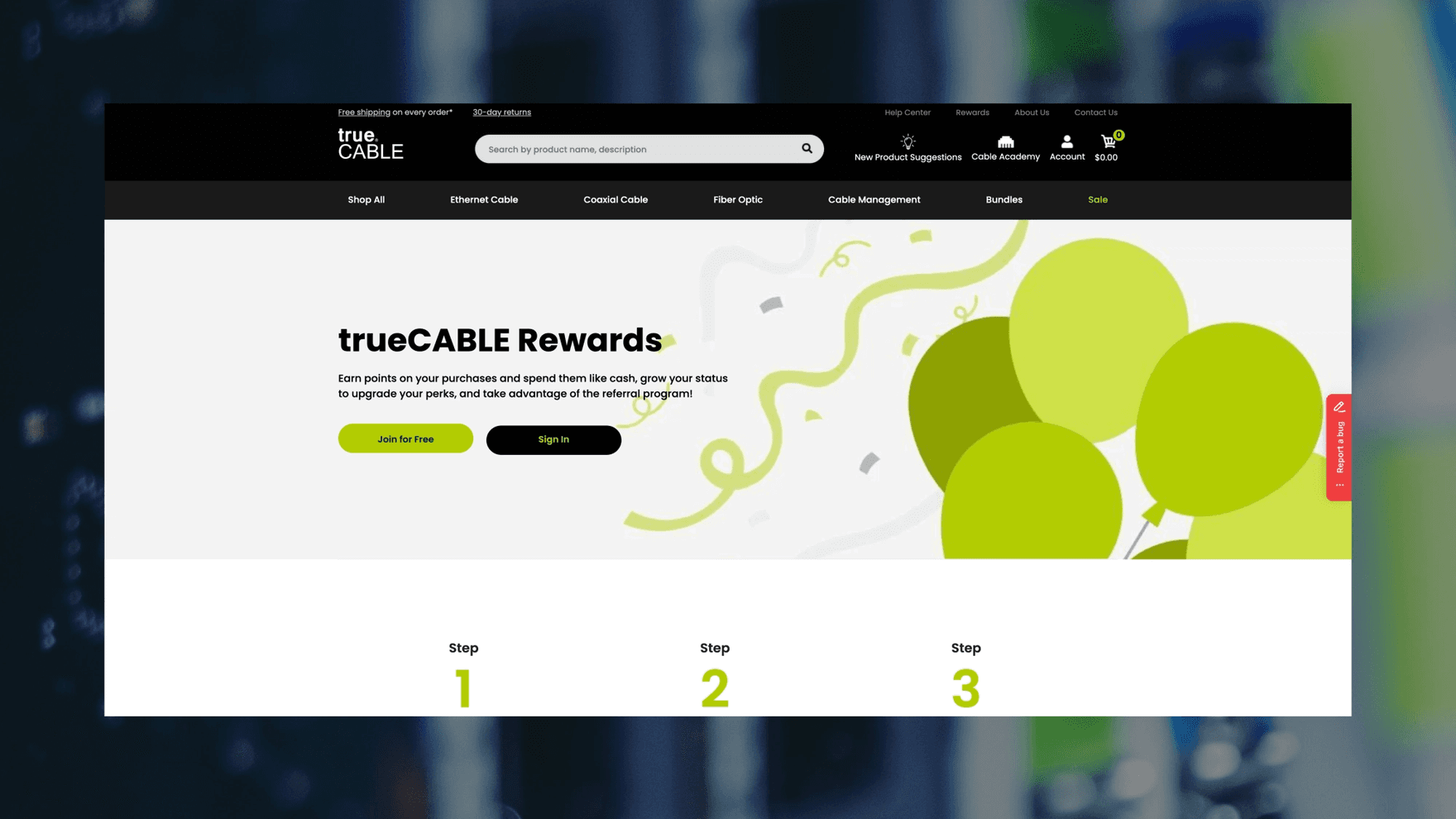 TrueCABLE website desktop