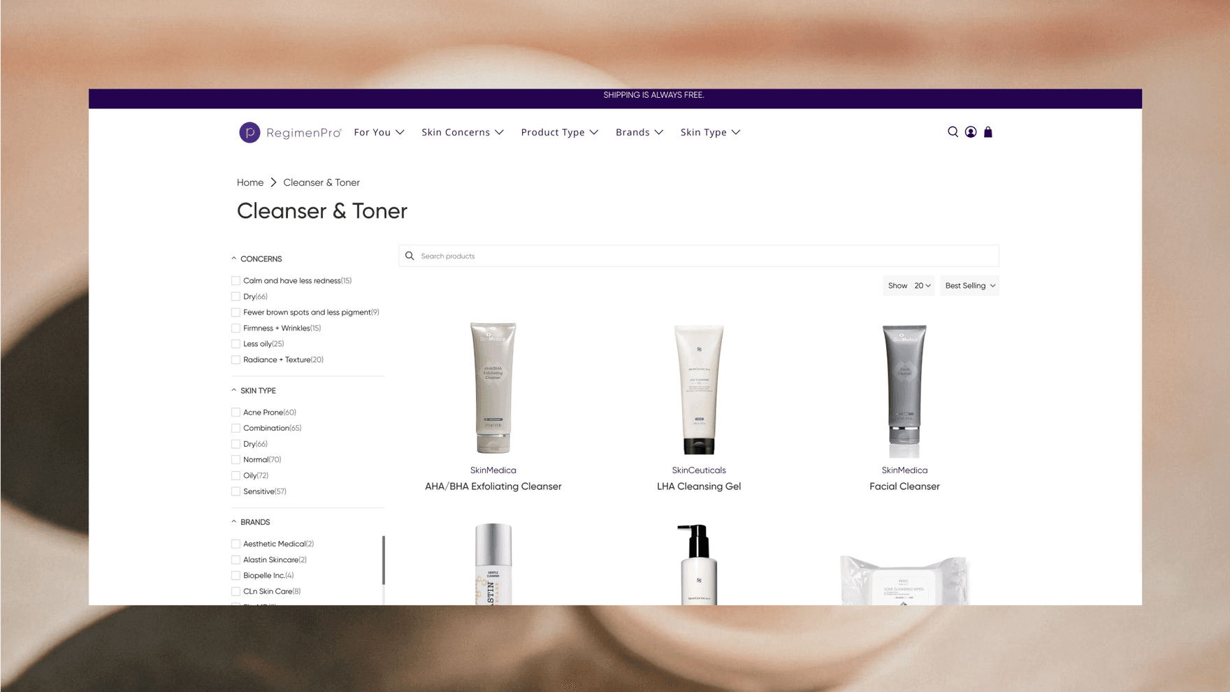 Regimen Pro website desktop