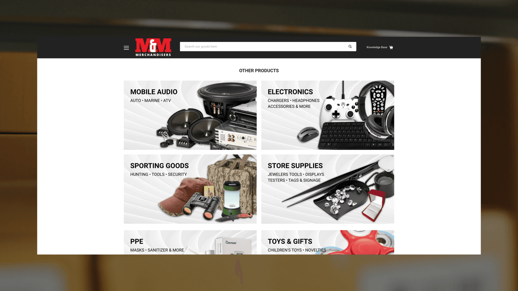 M&M Merchandisers website desktop