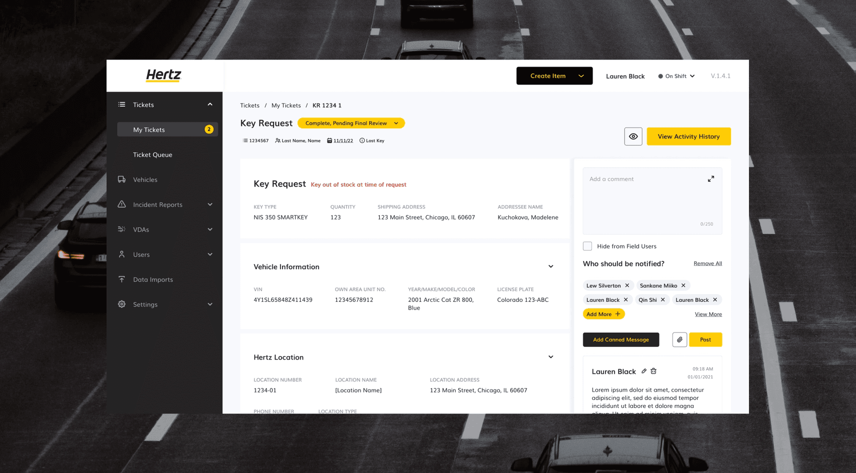 Hertz website desktop