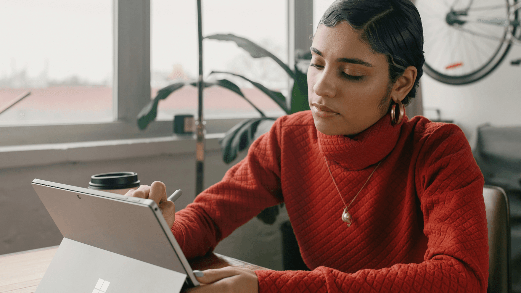 A woman using a tablet