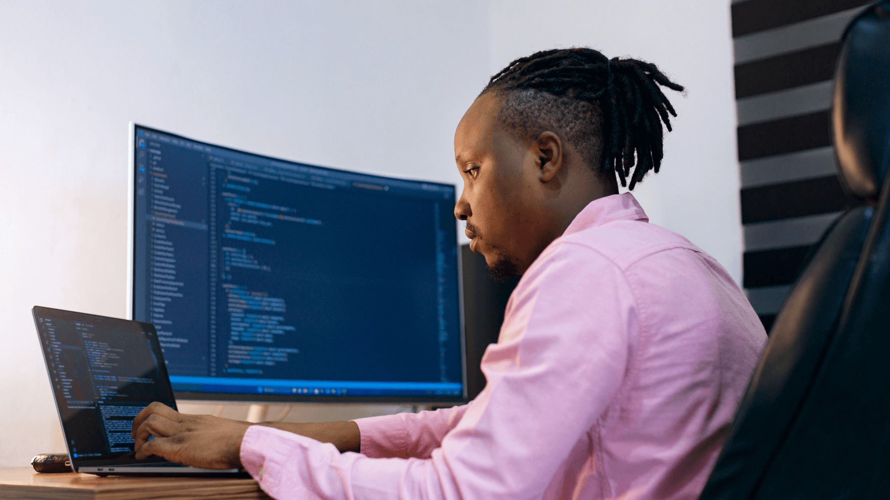 A man working from home on his computer