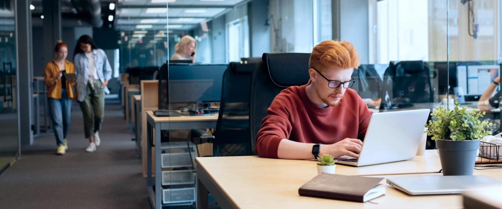 Developer working with computer in office