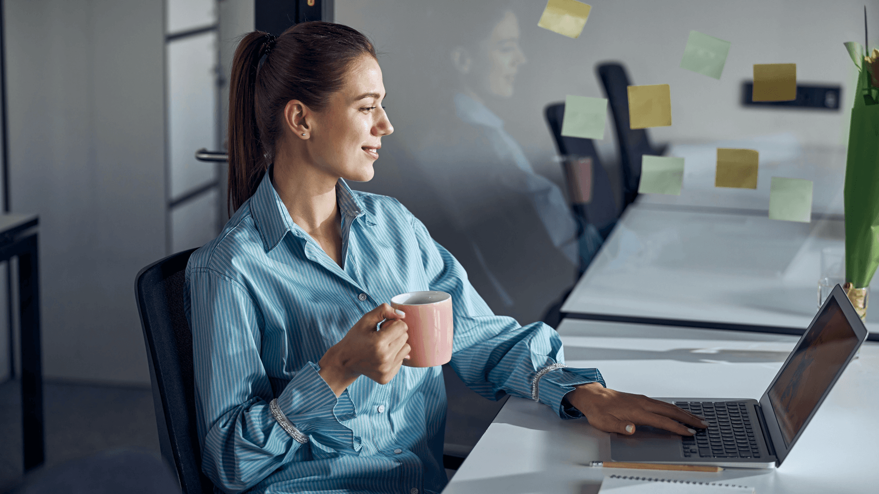 Woman working on her computer