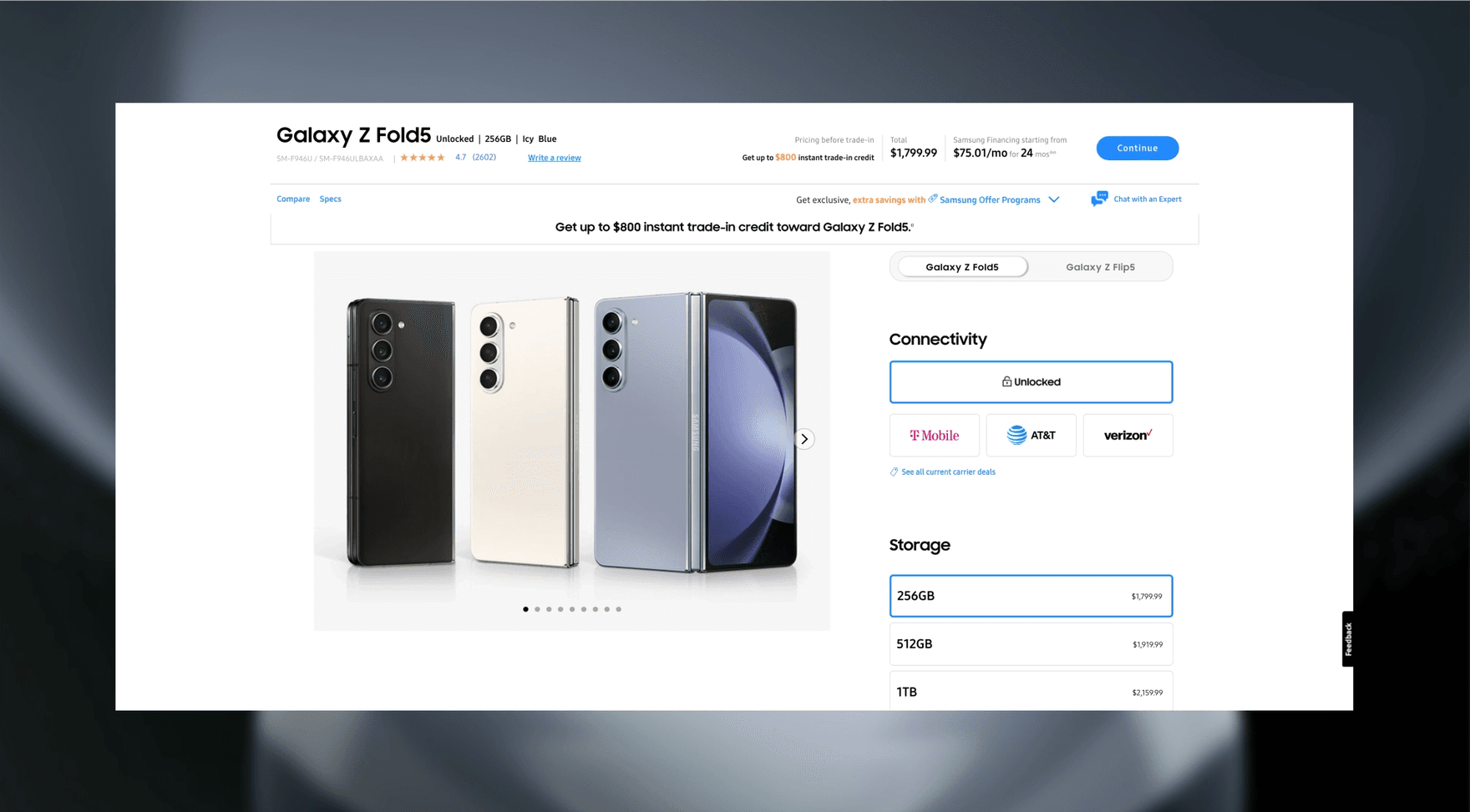 Samsung website desktop