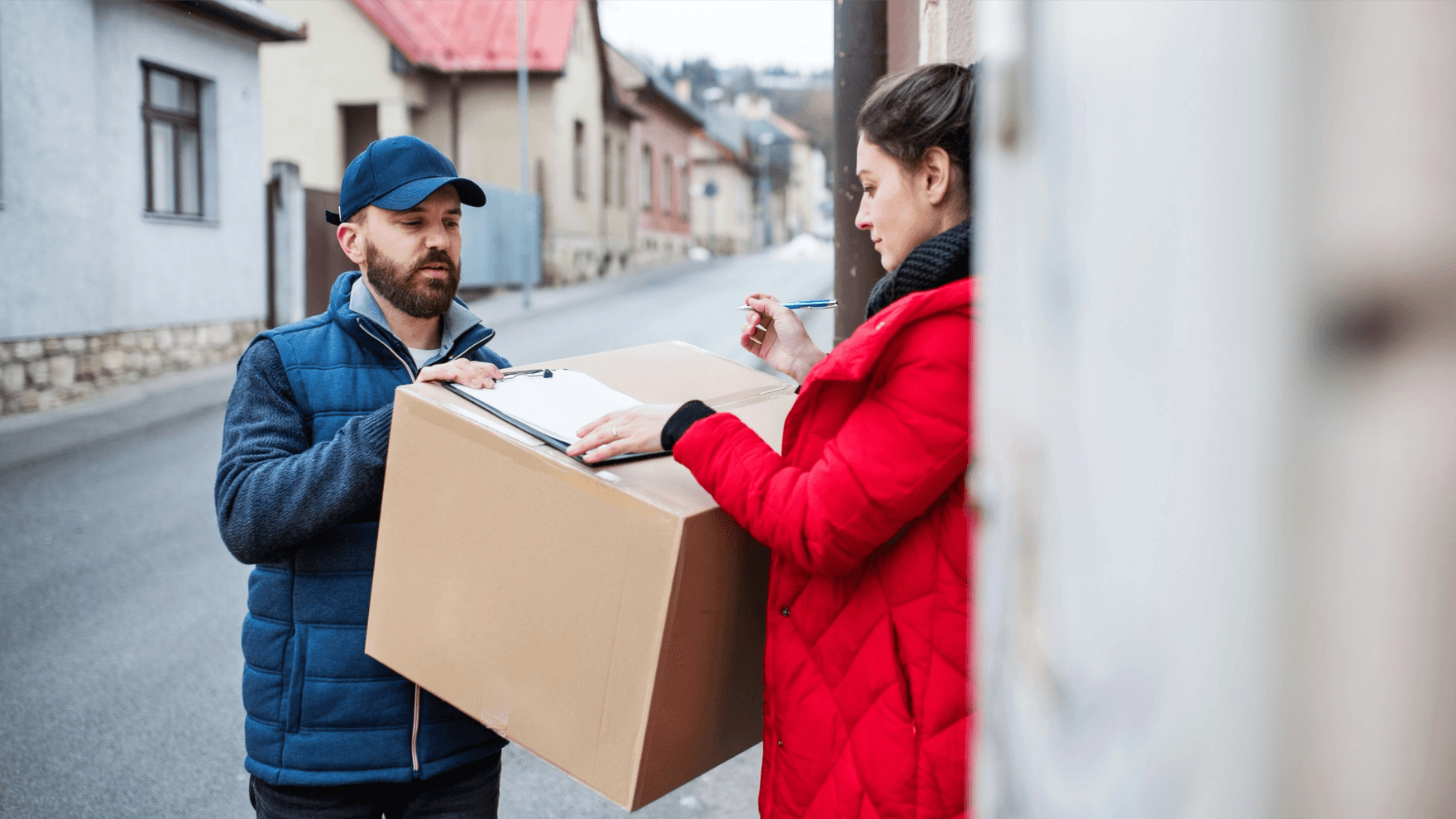 woman receiving a package 