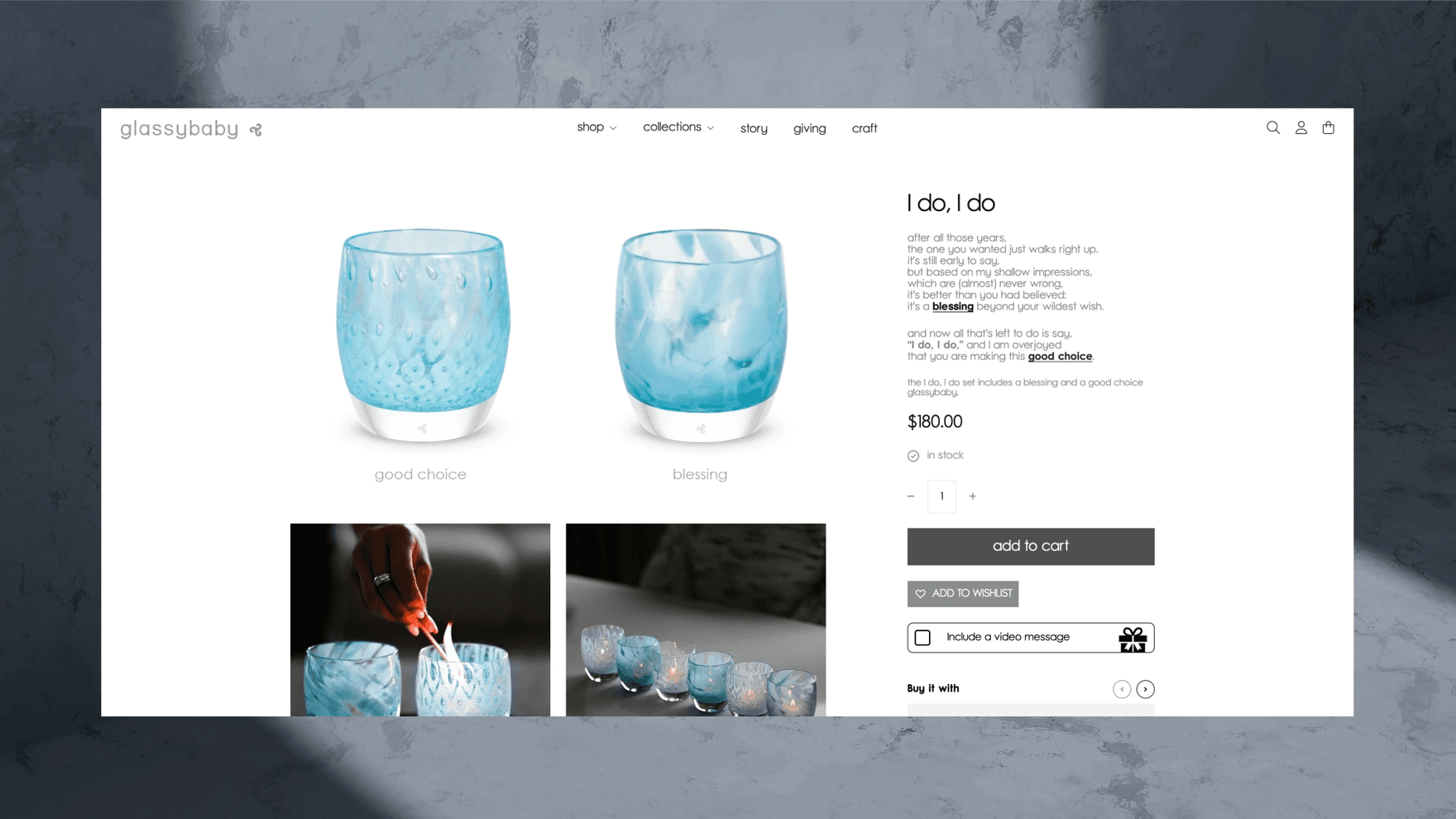 Glassybaby desktop website