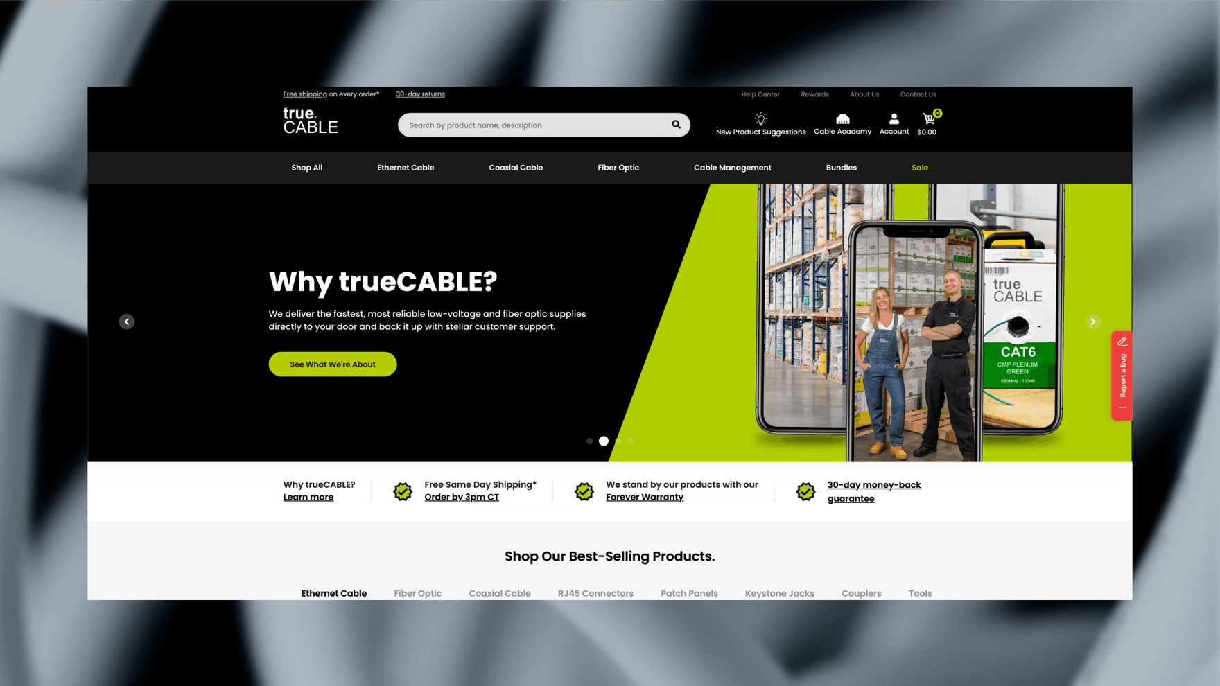 TrueCABLE homepage