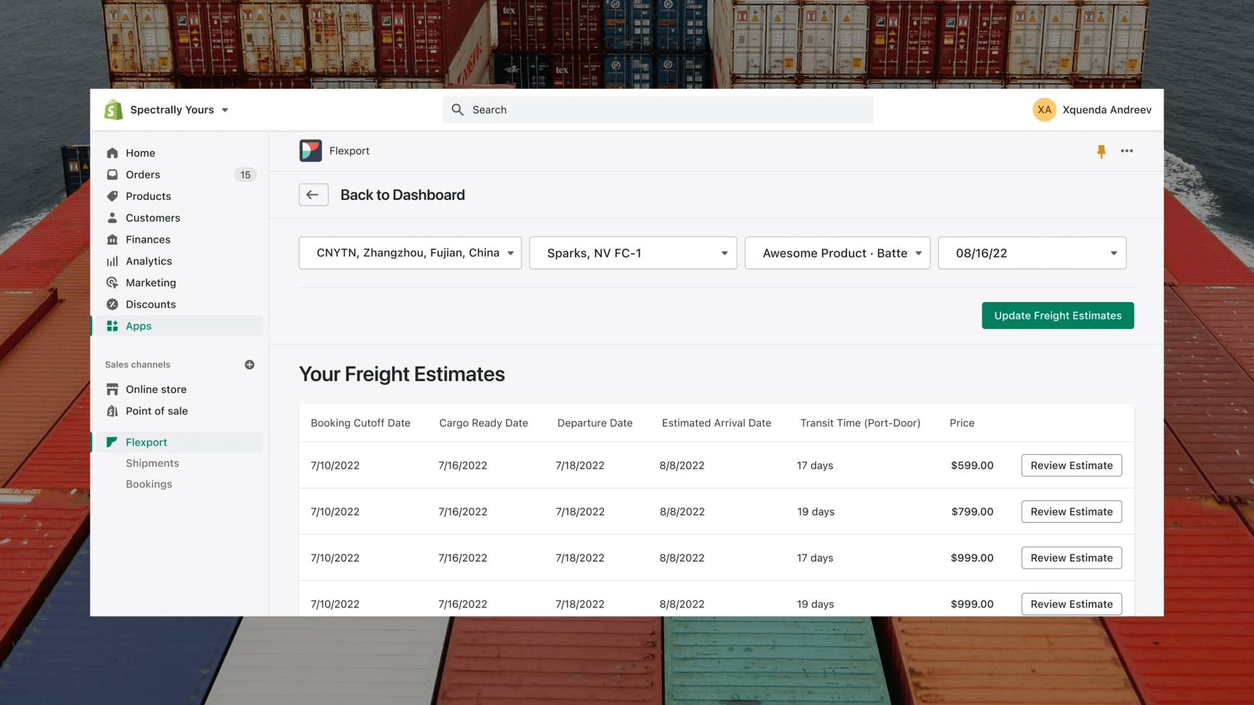 Flexport app screenshot