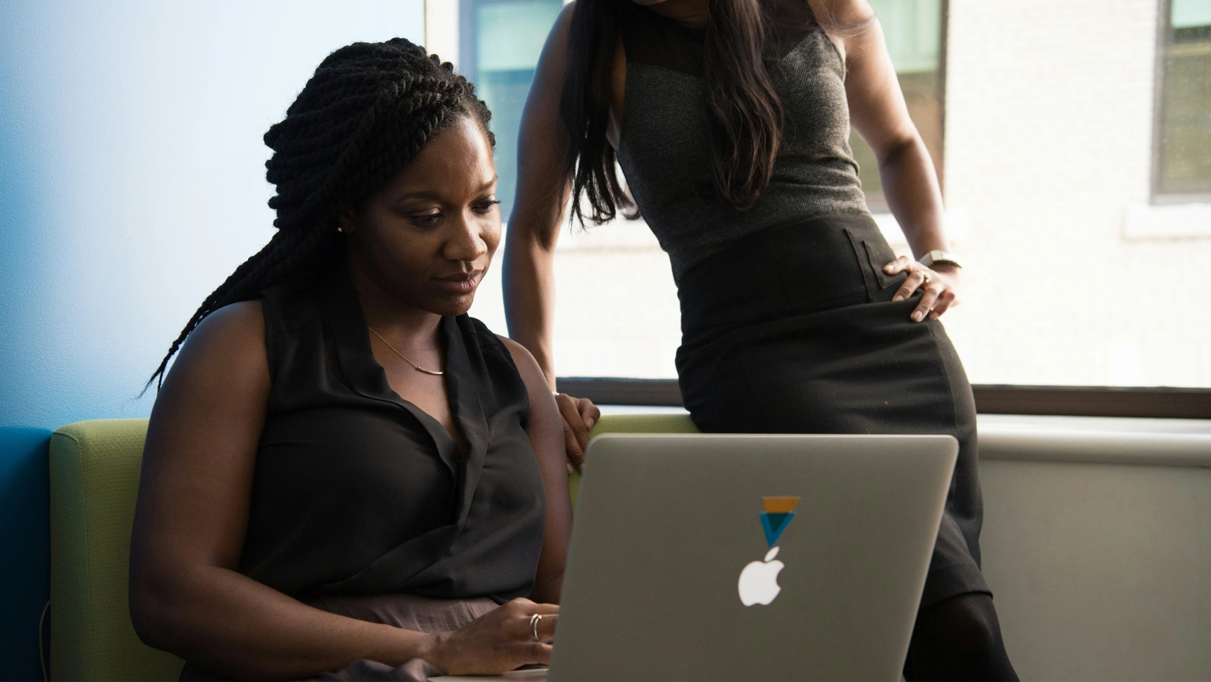 A woman working on her laptop