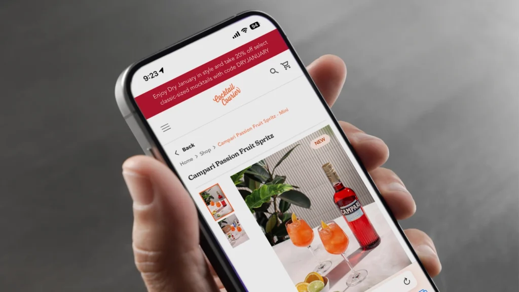 Cocktail courier mobile screen