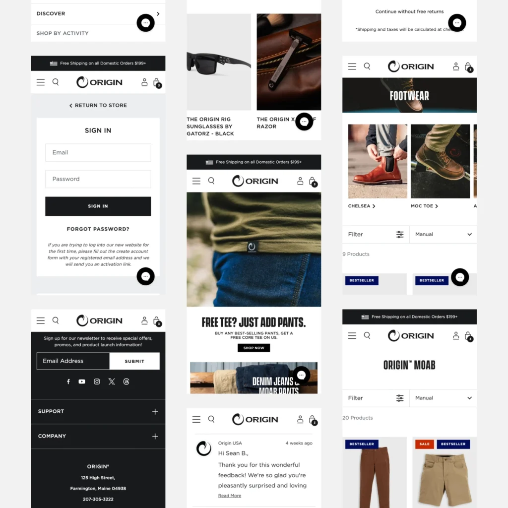 Origin Web Mobile Grid