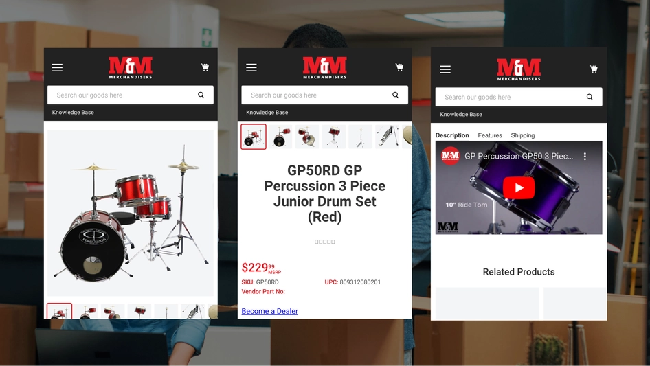 M&M Merchandisers website mobile