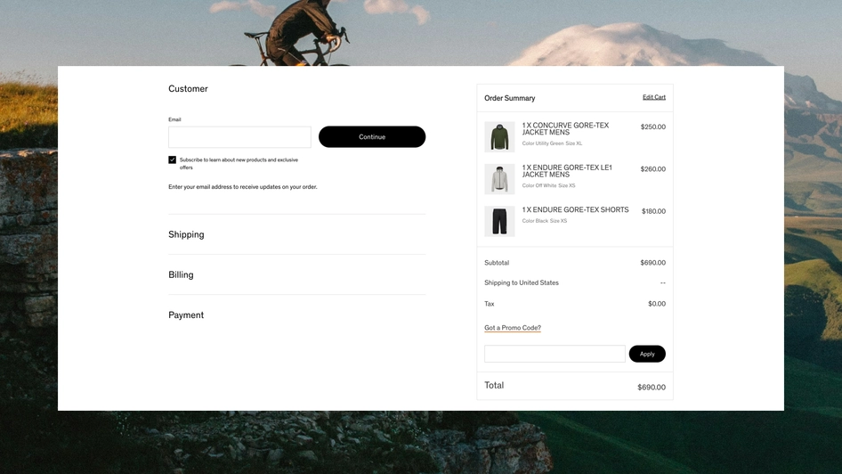 Gorewear website desktop