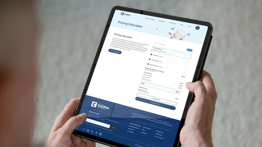 Cost Plus Drugs Pricing Calculator Mockup
