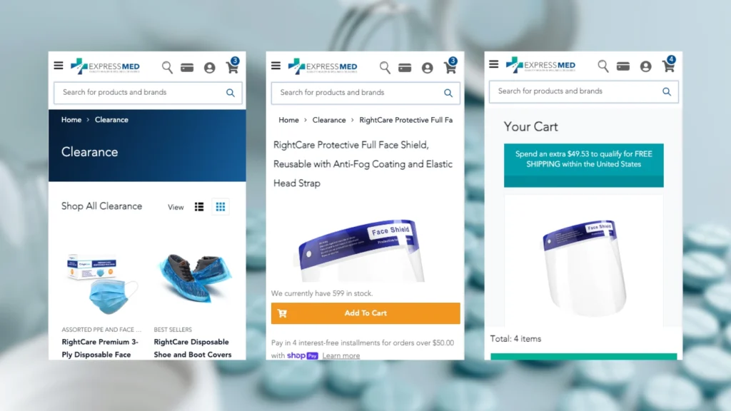 ExpressMed website mobile