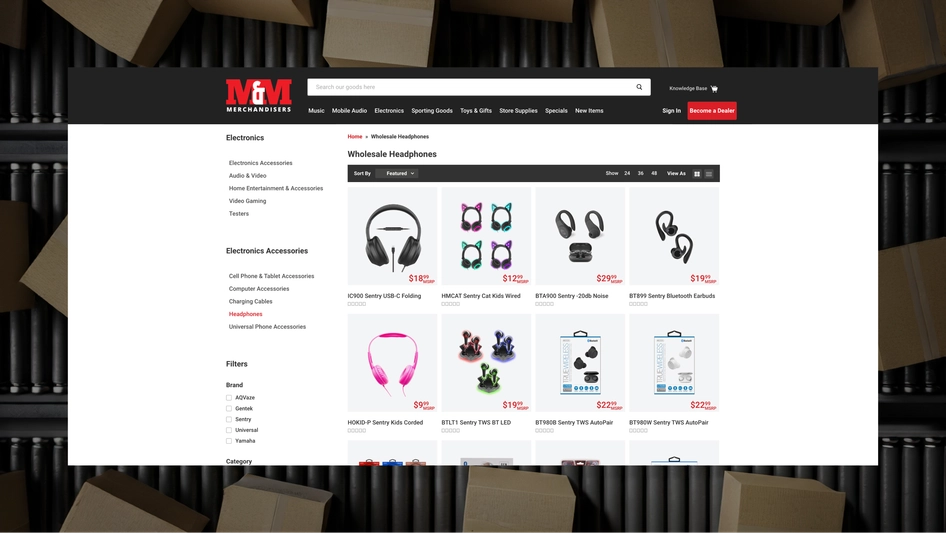 M&M Merchandisers desktop website
