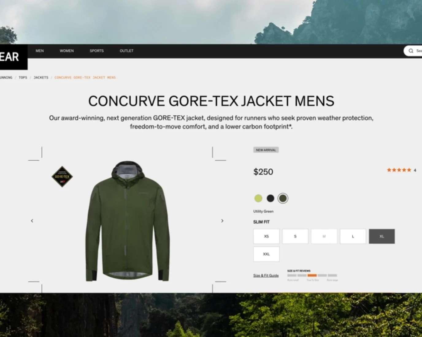 Gorewear website desktop