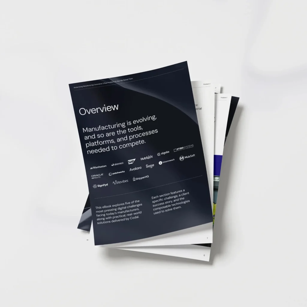 Page providing an overview of what's inside the modernizing manufacturing ebook