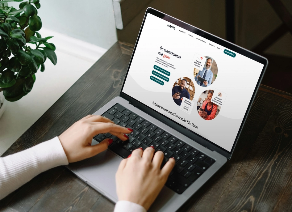 Woman logging on to the MANTL website