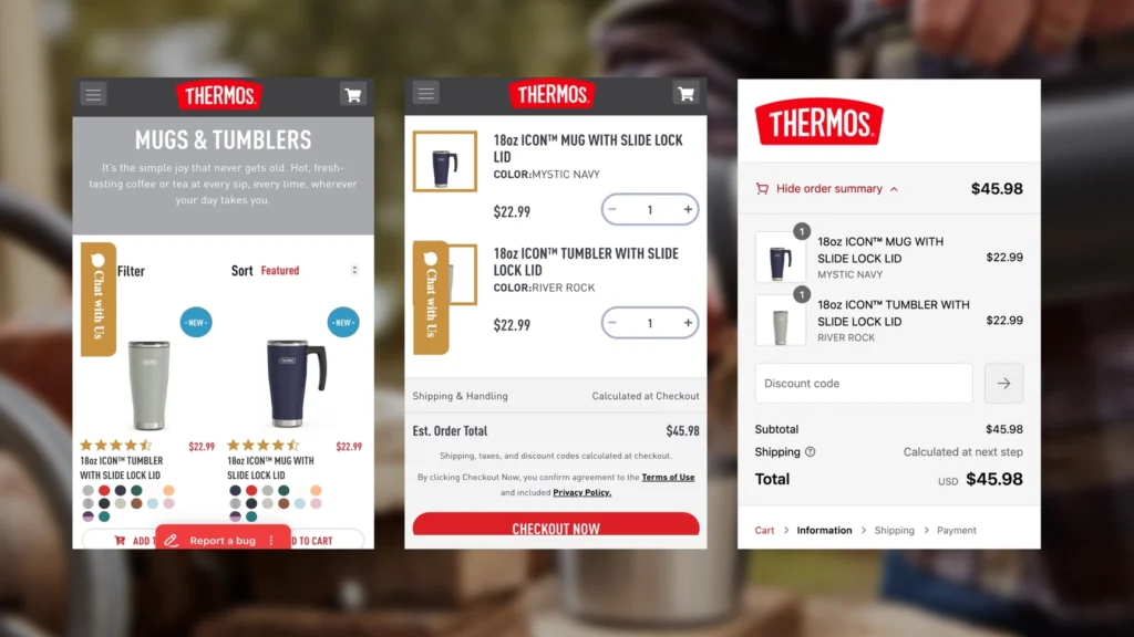 Thermos website mobile 