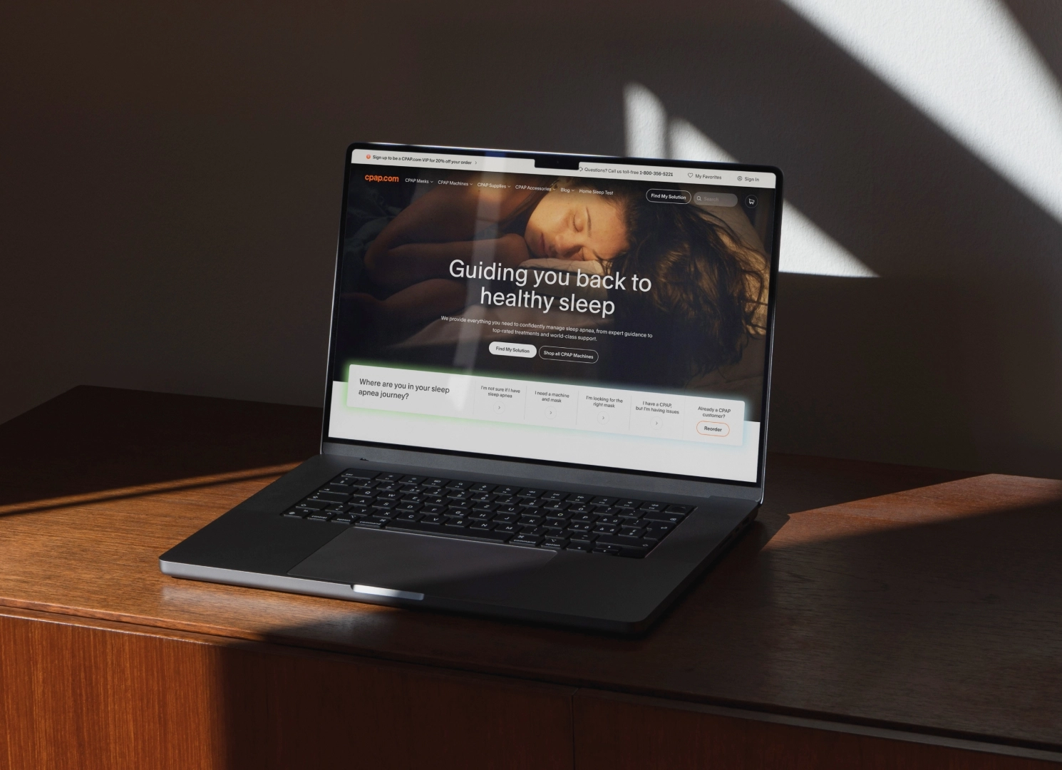 cpap homepage on laptop