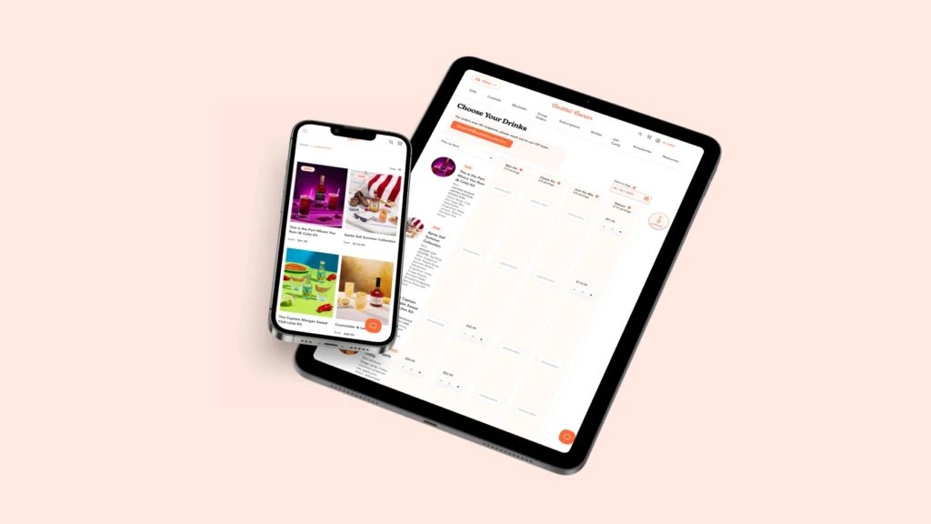 Cocktail Courier Choose your drink tablet and mobile landing page