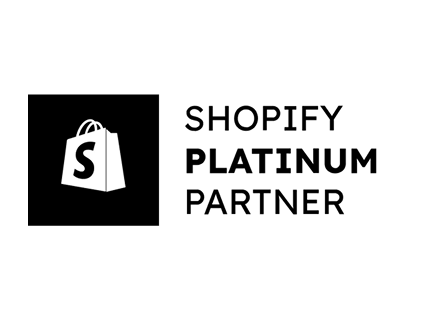 Shopify logo with text Shopify Platinum Partner text next to it