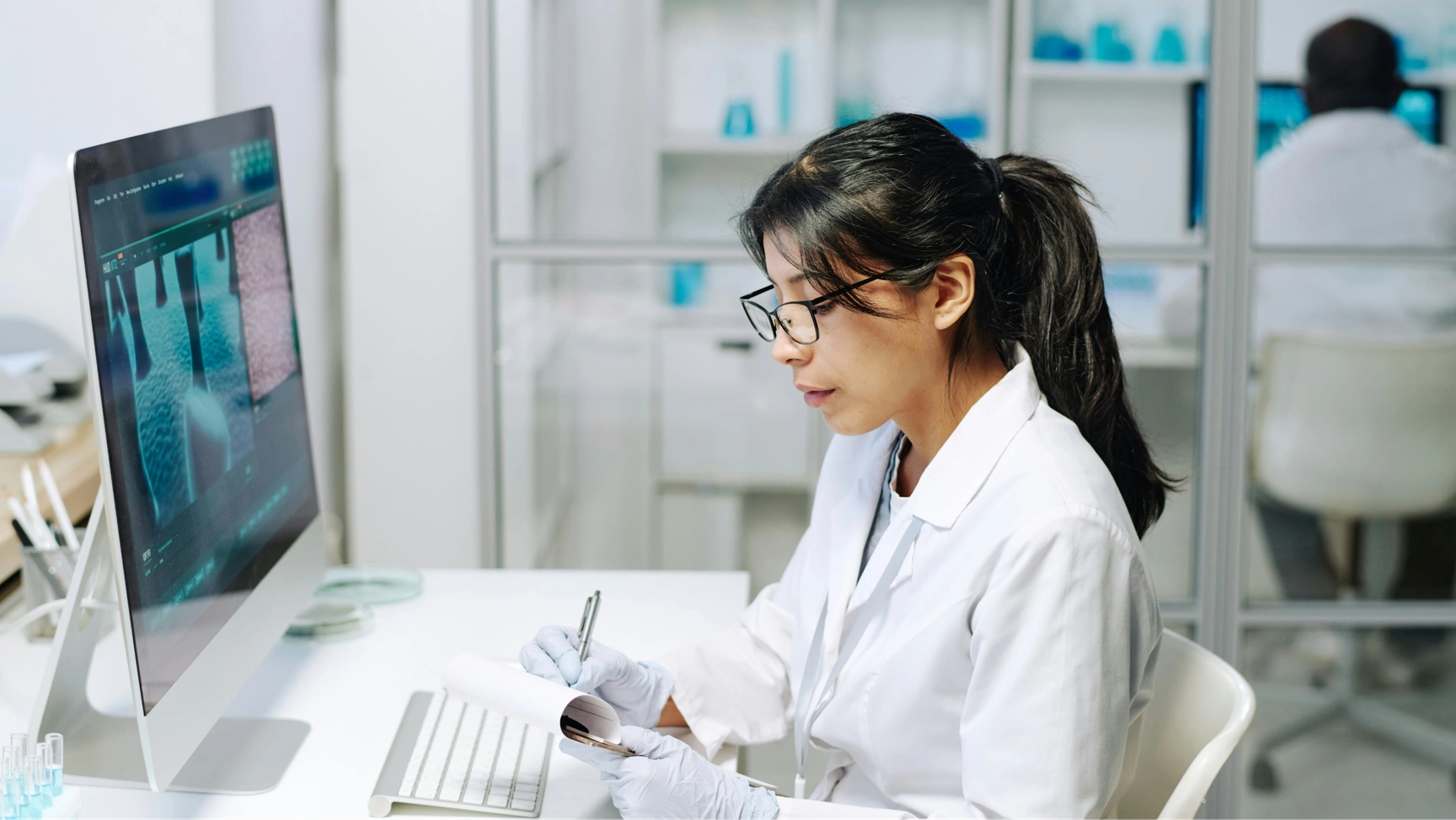 Doctor working on computer
