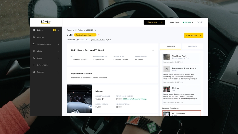 Hertz website desktop