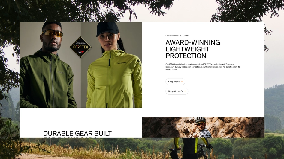 Gorewear website desktop