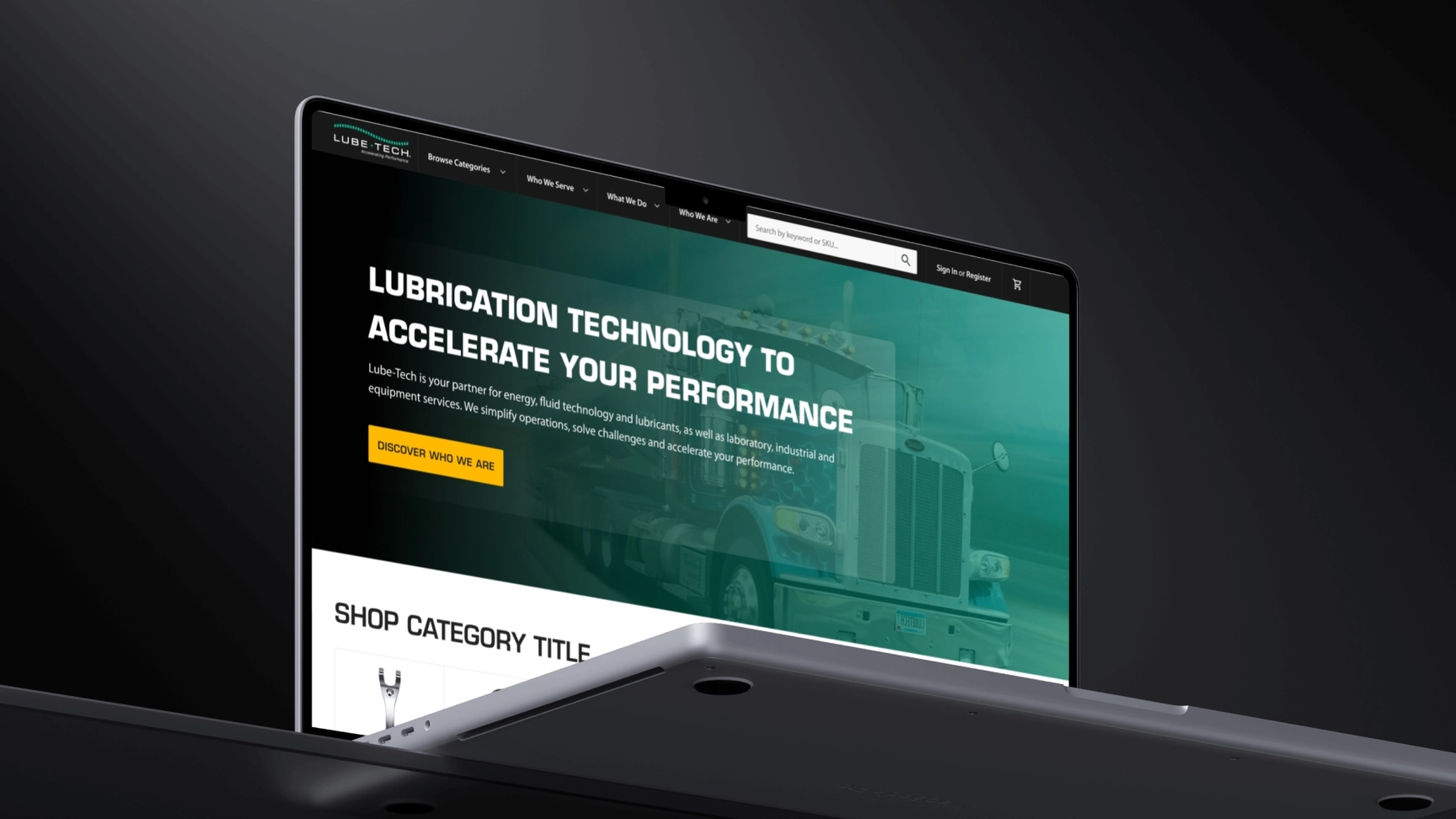 Ascentek homepage on laptop