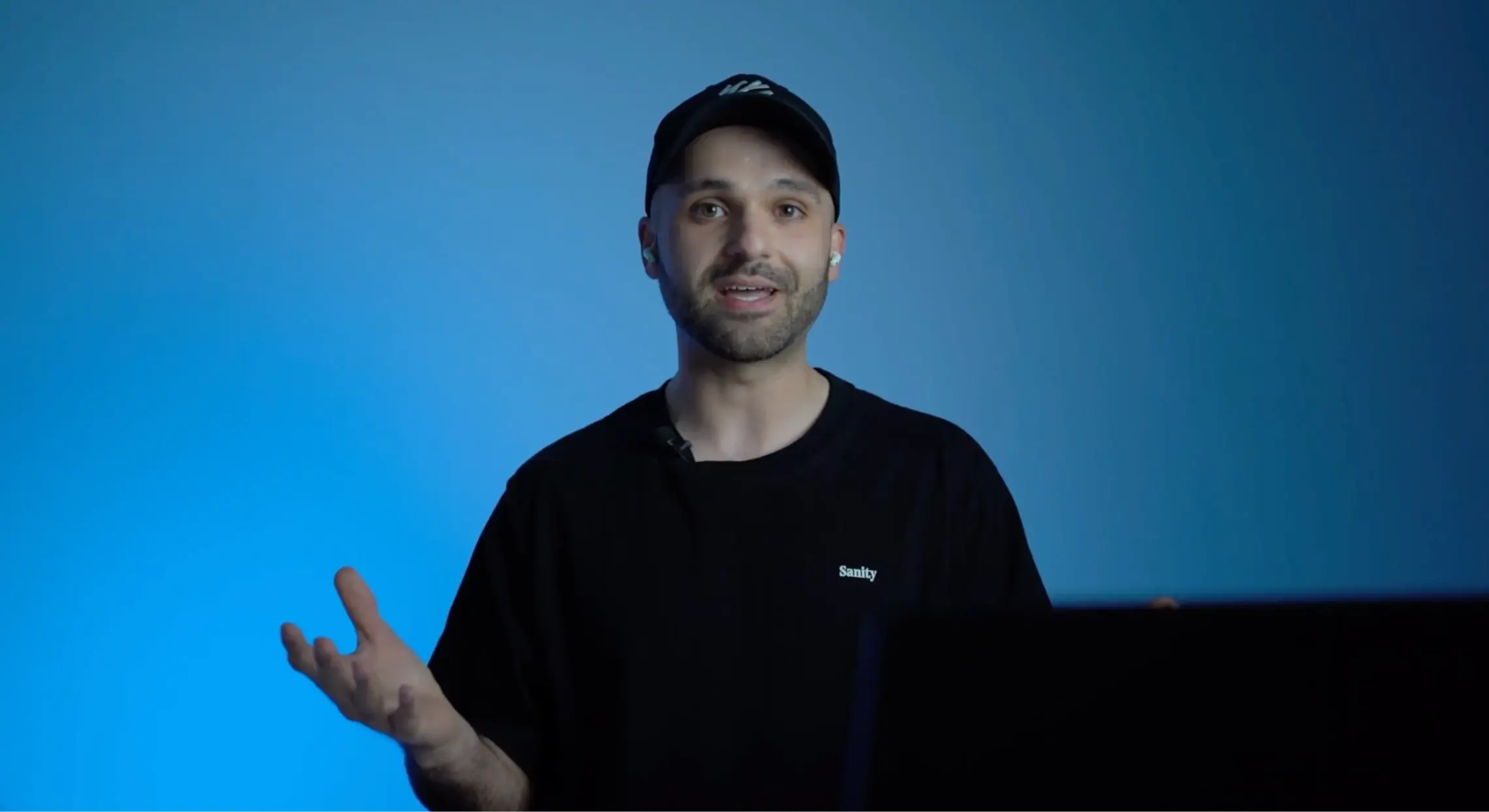 John Siciliano, Senior Technical Product Marketing Manager at Sanity speaking on the webinar